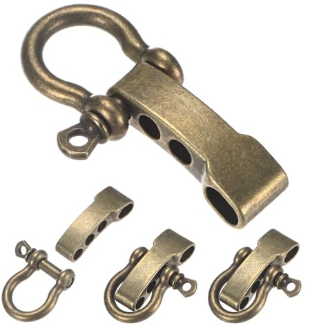 TIXIPEM Hebilla de grillete de pulsera de paracaídas [4 piezas] – Grillete de metal ajustable para pulseras de supervivencia, cinturón y cuerda al aire libre – [Bronce antiguo-cabeza plana] Hebillas