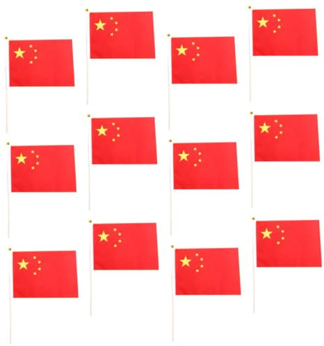 FONDOTIN 50stücke Handheld China Flag Kleine Wellenflaggen Für Paraden Sportevents Und Feiertagsdekoration Mit Stab Lustige Party-dekoration Für Patriotismus Und Veranstaltungen
