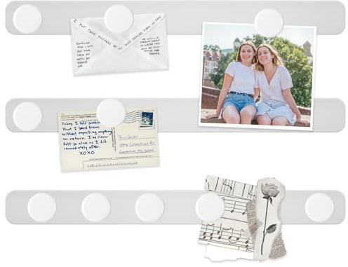 DUJEQM 3 Stück Magnettafel Memotafel, Magnetstreifen Selbstklebend Magnetleiste Magnetboard & Pinnwand Magnetisch, Memoboard mit 10 Weiß Magnete für Büro Küche Fotos Kalender Dokumente, aus Edelstahl
