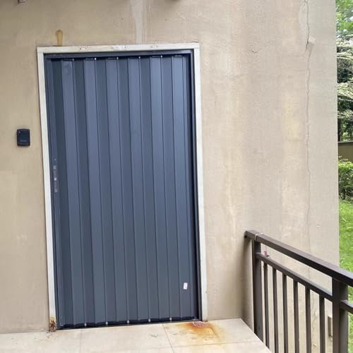 Falttür 200cm Hohes Sicherheits-Falttor Aus Metall für Den Außenbereich, Scheunentor-Schiebesatz Aus Aluminiumlegierung für Einzel- oder Doppeltüren, Individuelle Größe, Reißfest(75cmx200cm)