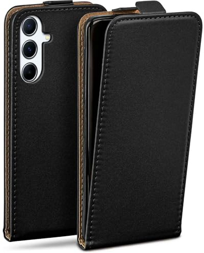 moex Flip Case für Samsung Galaxy A56 5G Hülle klappbar mit 360 Grad Schutz, Handyhülle mit Displayschutz, PU Leder Handytasche Lederhülle, Flip Case Cover Klapphülle, Schwarz