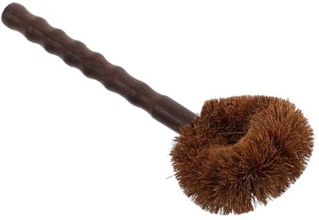 PACKOVE Wooden Pot Brush Dish Brush Cast Iron Pan Scrubber for Kitchen Pots Sinks Woks Ergonomic Handle