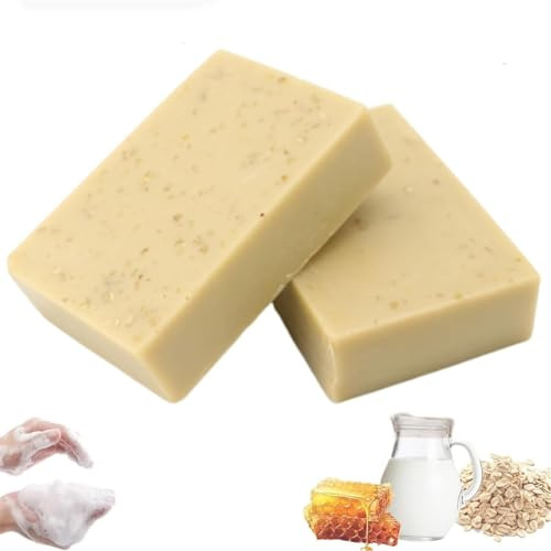 Sapone naturale al latte d'avena, sapone scrub all'avena fatto a mano, deterge delicatamente e idrata tutti i tipi di pelle. (2 pcs)