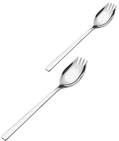 Hemobllo Cuchara de Ensalada Plata de Acero Inoxidable 304, 2 Piezas
