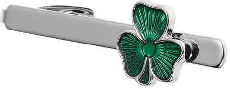 Healvian Shamrock Tie Clip for Men Irish Green Tie Pin St Patrick S Day Necktie Clip Business Suit Accessories for Formal Banquets