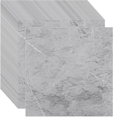 CYEER 20 stycken PVC-golvbeläggning självhäftande 2,5 mm, 30 x 30 cm vinylgolv, självhäftande, självhäftande golvplattor för kök, vardagsrum, badrum (grå)