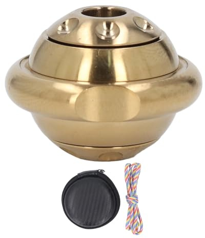 Paracord pärla finger leksak rostfritt stål tyst spinner stresslindring hänge för vuxna barn kontor hem ångest avslappning fidget fokushjälp 25 mm x 25mm x 21mm med rep och (Guld)