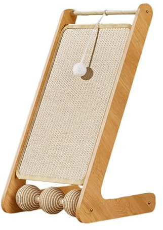 MagiDeal Rascador para Gatos en Forma de L con Pelota, Tablero rascador para Gatos, montado en el Suelo para Hacer Ejercicio en Interiores, B