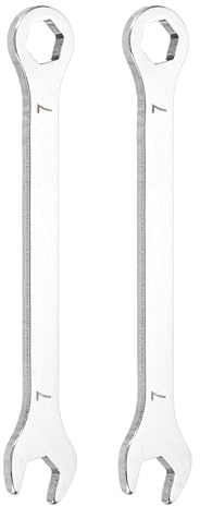 sourcing map 2Pcs Mini Super Thin Combination Wrench 7mm Metric 6-Point Box and Open End Stainless Steel Double Ended Spanner Tool for Automotive Pipe Furniture Machinery DIY Repair, Silver