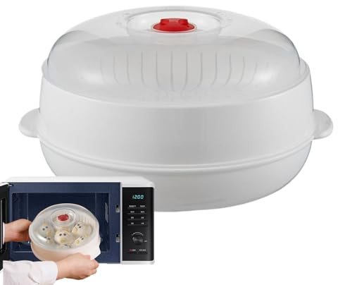 Liakyunf Vaporera para Microondas - Menaje De Cocina Al Vapor - Vaporera Resistente Al Calor para Cocina, Comedor, Cocinar, Empanadillas, Arroz, Verduras, Huevo Y Fideos