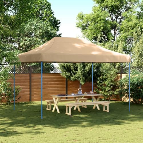 Grillpavillon Pop Up Pavillon, Partyzelt Faltbar Pop-Up Beige 410x279x315 cm für Terrasse, Am Pool, Ausstellung
