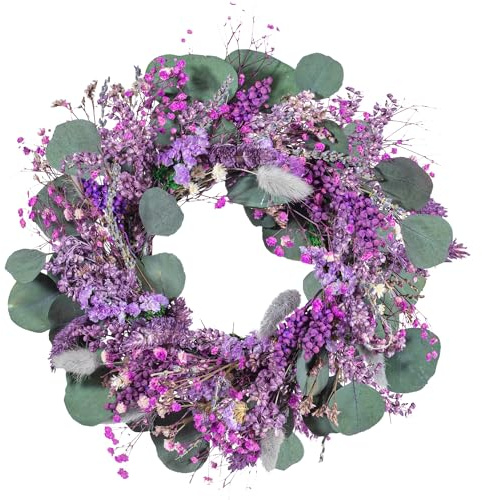 KI Store klein Türkranz Lavendel Frühling Trockenblumen Kranz 30cm Natur Trockenblumenkranz fur Fenster kuche