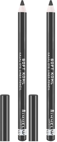 Rimmel Soft Kohl Kajal Professional Eyeliner Pencil, Stormy Grey, Long-Lasting, Vibrant Colour, Smudgeable 1.2 grams (Pack of 2)