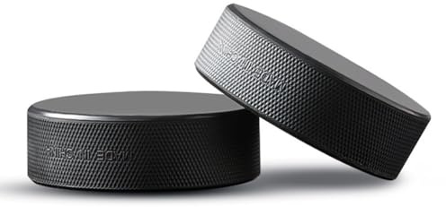 Moliuoly 2 stycken ishockeypuckar av gummi för inomhusträning och golvprakt, robust med bra glidegenskaper för mattor och hårda golv, svart