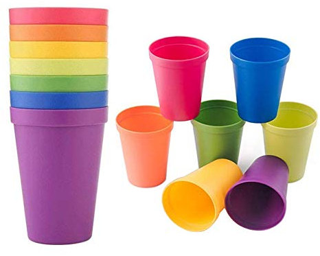 Enzege 8 Pcs Tasses Portables pour Le Voyage, Gobelets, Arc en Ciel Tasses pour Enfants, Plastique