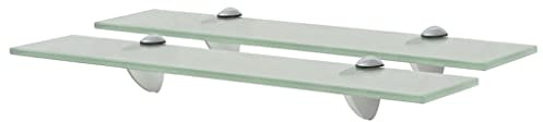 vidaXL 2X Regal Schwebend Wandregal Glasregal Glasboden Glasablage Badablage Wandablage Badregal Ablage Regale Bad Glas 50x10cm 8mm Mattiert