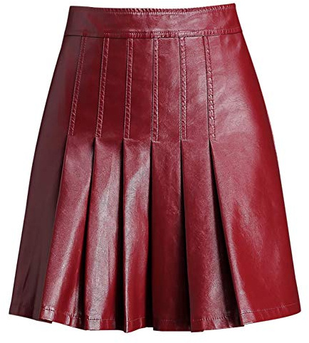 E-Girl E6200 - Gonna in finta pelle, linea Mini A-Line rosso 40 EU/XXL