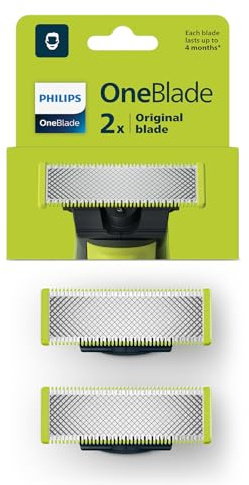 Lames de Rechange - PHILIPS - QP220/51 OneBlade - Acier Inoxydable, 4 Mois d'Utilisation, Double Sens, Étanches