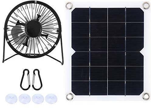 BHDD Ventilateur alimenté par Panneau Solaire, Ventilateur de Grenier à énergie Solaire Portable 10W 6V USB, Ventilateur Solaire photovoltaïque pour la Maison, Le Bureau, la Serre