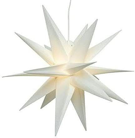 Klocke Dekorationsbedarf LED Stern Indoor & Outdoor - Außenstern mit Beleuchtung - 3D Dekostern/Weihnachtsstern - Beleuchteter Hängestern/Adventsstern für Außen - Weihnachten (Ø 40 cm, Weiß)