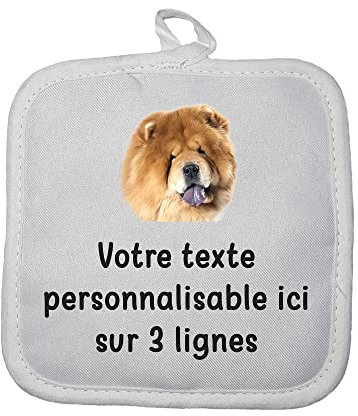 Manique gant de cuisine pictogramme Chow Chow avec texte personnalisable