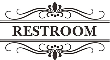 Restroom Sign Wall Decal Vinyl Stickers, Removable Cute Art Design DIY Sticker Mural for Restroom Bathroom Washroom WC Toilet Door Decoration