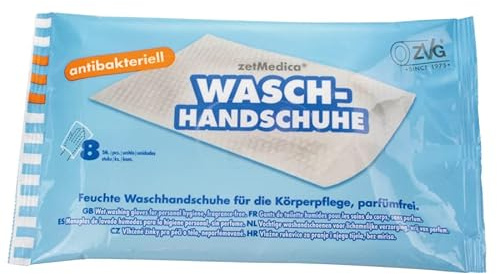 ZVG 12108-00 Zetmedica Feuchte Waschhandschuhe, Antibakteriell, 8 Stück