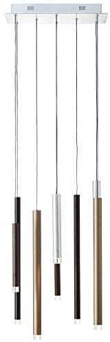 Brilliant 8 flammige LED Hängelampe - höhenverstellbare Pendelleuchte im Coffee Stil dimmbar in 3 Stufen über Wandschalter aus Metall/Kunststoff, in aluminium/schwarz/braun/kaffee - 40x25cm
