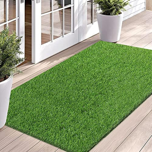 Bsmathom Kunstrasenteppich für drinnen und draußen, Hundegrasmatte mit Drainagelöchern, synthetischer Kunstrasen, Kunstrasenteppich, Fußmatten für Balkon, Terrasse, Rasen, Garten (130 x 80 cm)