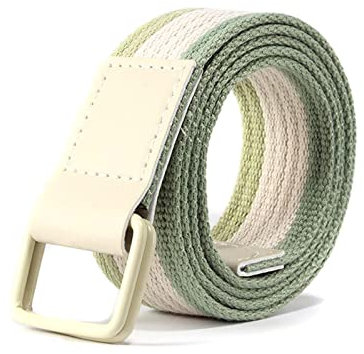 Bantopgong Gestreifter Canvas-Gürtel Jeans-Nylon-Flechtgürtel mit doppelter Ringschnalle Breite 3,2cm Herren- und Damen-Casual-Gürtel, 115cm x 3cm