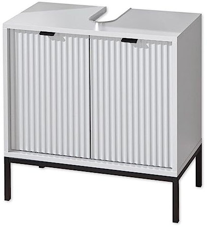 LUCERA Badezimmer Waschbeckenunterschrank in Weiß matt - Bad Unterschrank Badezimmerschrank mit viel Stauraum - 60 x 60 x 32 cm (B/H/T)