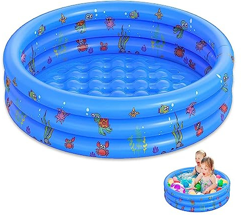 Uppblåsbar plaskbassäng, uppblåsbar babypool, barnpool, rund simbassäng, rund uppblåsbar barnpool, babypool (blå)