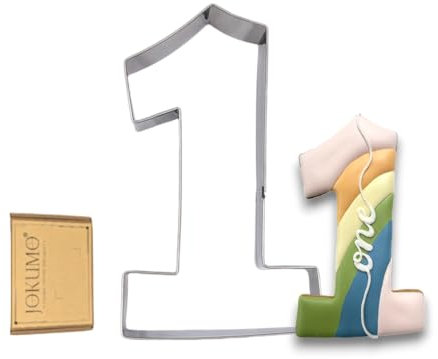 JOKUMO 1 Number One Shape Cookie Cutter 4” Birthday Letter Cookie Cutter Mold- 18/0 Stainless Steel