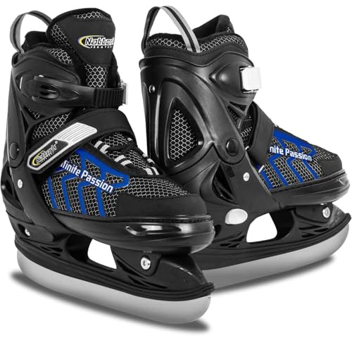 Nattork Adjustable Kids Ice Skate for Boys Girls Adult, Soft Padding and Reinforced Ankle Support Ice Hockey Skates