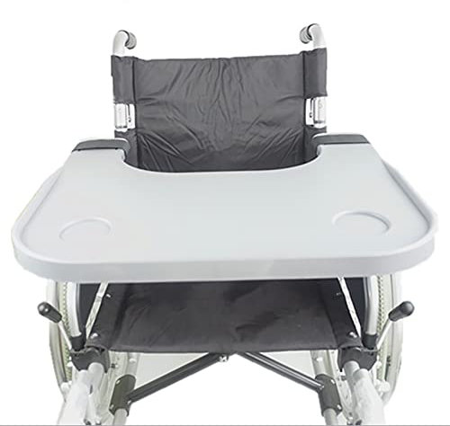 Rollstuhl Tablett aus ABS-Kunststoff Essen Rollstuhl Schoß Tablett Tisch 2 Halterungen, 52 x 58 cm,Grau Therapietisch Tray