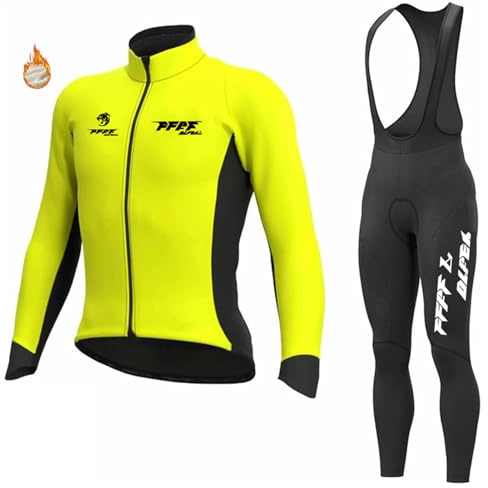 Radtrikot Set,Winter Fleece Radtrikot Fahrradanzug Herren Fahrradbekleidung Radsportanzüge Fahrradtrikot mit Thermofleecefutter Fahrradhose mit Sitzpolster
