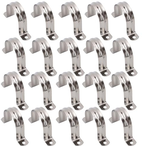 Rohrschellen Edelstahl 304 50mm, 20 Stück Befestigungsschelle M50 U-Typ Rohrschelle Metall Rohrklemme für Befestigung Rohrhalterung für Wand Schlauchschellen für Gasrohre Wasserrohre Kabeln Rohren