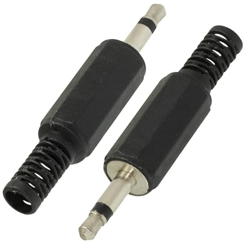 AERZETIX - C69617-10er-Set - Klinkenstecker Jack - 3.5 mm - männlich - gerade, Mono mit kabelschutz - länge 49 mm - zum löten - Farbe schwarz