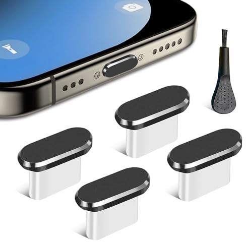 Limvory USB C Dust Plug, 4 Pack Type C Anti Dust Plug Cover Charging Port Protector Cap with Cleaning Brush for iPhone 15 Series, Samsung Galaxy S22/S21/S20, Note 20/10, All USB C Devices