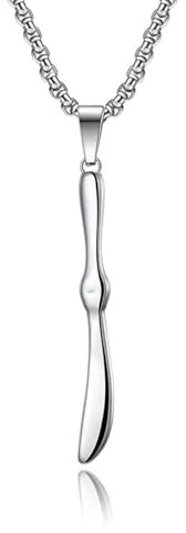 Wycian Colliers pour Homme, Collier Maman Argent Acier Inoxydable Couteau et Fourchette Cuillère 60Cm Bijoux Cadeau