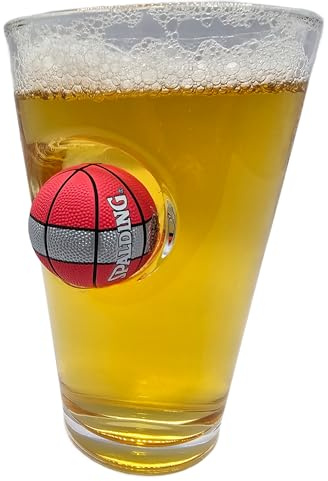 solo-pro master your game Basketball Themed Quality Pint Beer Glass Embedded Replica Ball Gift for Him Her