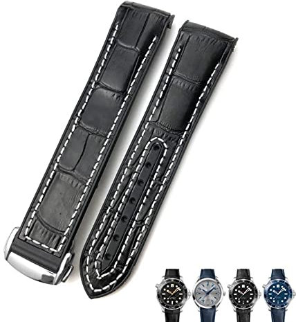 TIOYW Gummi-Lederarmband für Omega Seamaster 300 Speedmaster AT150 HydroConquest Sportarmband, 21 mm / 22 mm, 19 mm / 20 mm, 20 mm, Achat