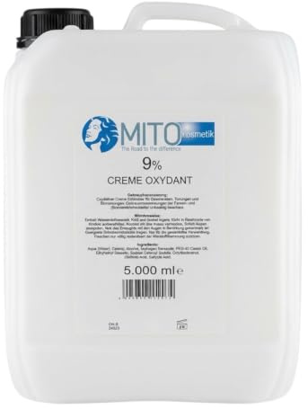 MiTo Creme Oxydant 9 % – 5 liter – professionell framkallare för hårfärg och blondering, krämoxidant med hög viskositet, tillverkad i Tyskland