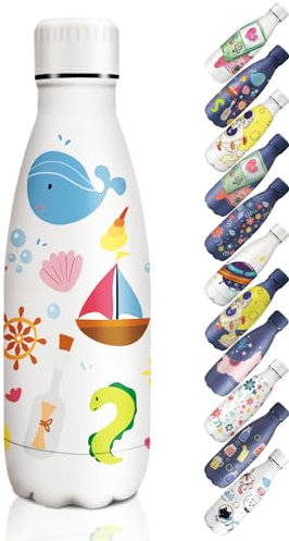 HoneyHolly Trinkflasche Edelstahl, Thermosflasche 350ml, BPA-frei Auslaufsichere Vakuum Isolierte, Thermoskanne, Doppelwandige Isolierflasche für Fahrrad, Reisen, Sport, Yoga, Camping