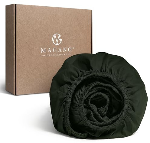 MAGANO® Luxus Spannbettlaken 180x200 Boxspringbett Topper Grün | Bambus & Baumwolle Satin | 400 TC Premiumqualität | Spannbetttuch Bettlaken 180x200cm | Dunkelgrün