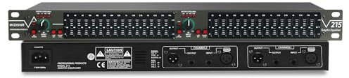 MIZISNR Graphic Equalizer 15-Band Stereo EQ for Home Audio, Dual Channel Professional DJ Equalizer, Noise Reduction 1U Rack Mount (EQ-215)