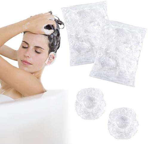 TRKETK 200 Piezas Protector de Oreja Desechable Transparente, Protector Oreja Impermeables Oreja de La Ducha Orejeras Cubiertas para Los Oídos con Bandas Elásticas para Hogar y Hotel, Peluquería
