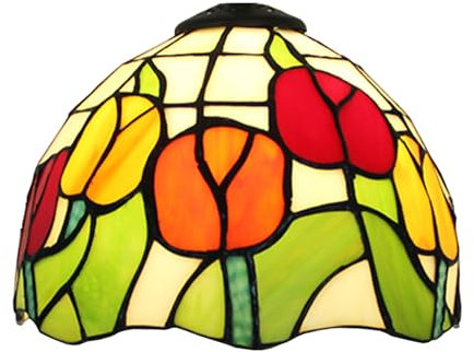 WTTWW 8 Inch Wide Tiffany Lamp Shade Accessories Replacement Only Stained Glass Lampshades Vintage Light Cover for Table Lamp Pendant Light Desk Light Home Decoration Lights,Tulip