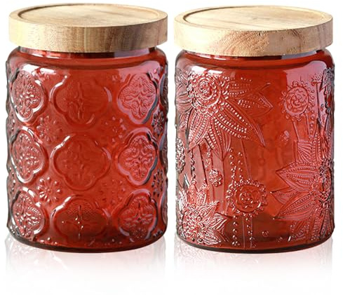 Kiss Me Vintage Glass Mason Jars 700ml Airtight 2pk Red | 700ml Capacity, Airtight Seal, Colored Glass, Versatile For Kitchen Pantry, Includes Lid, 2 Pack