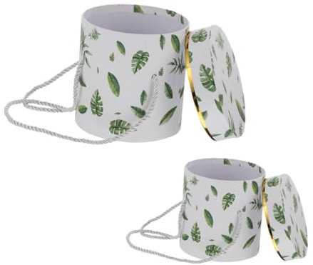 FOMIYES 2 Stück Tragbare Runde Floristen Geschenkboxen Blumenkasten Aus Umweltfreundlichem Material Mit Deckel Für Blumen Verpackung Valentinstag Muttertag